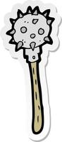 sticker of a cartoon medieval mace vector