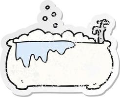 retro distressed sticker of a cartoon bath vector