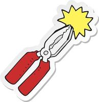 sticker of a cartoon pliers vector