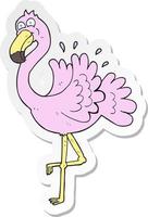 sticker of a cartoon flamingo vector