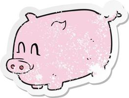 retro distressed sticker of a cartoon pig vector