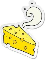 sticker of a cartoon cheese vector