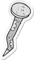 sticker of a cartoon old bent nail vector