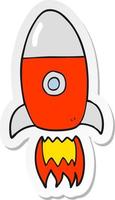 sticker of a cartoon flying rocket vector