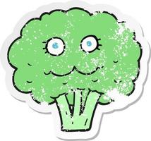retro distressed sticker of a cartoon broccoli vector