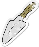 retro distressed sticker of a cartoon trowel vector