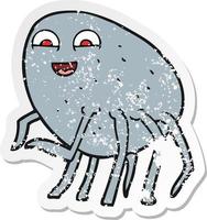 retro distressed sticker of a cartoon tick vector