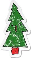 distressed sticker of a cartoon christmas tree vector