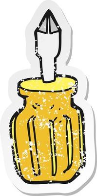 retro distressed sticker of a cartoon screwdriver