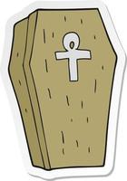 sticker of a cartoon spooky coffin vector