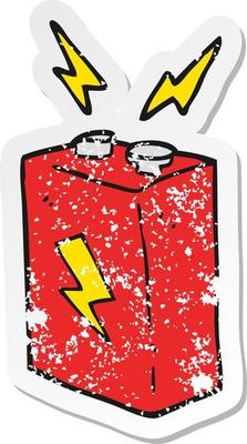 retro distressed sticker of a cartoon battery