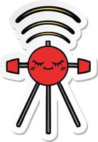 sticker of a cute cartoon satellite vector