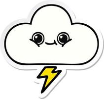 pegatina de una linda nube de tormenta de dibujos animados vector