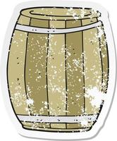 retro distressed sticker of a cartoon barrel vector