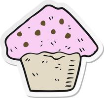 pegatina de un muffin de fresa de dibujos animados vector