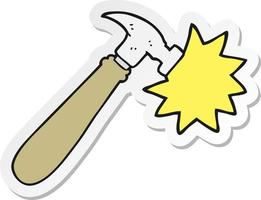 sticker of a cartoon hammer vector