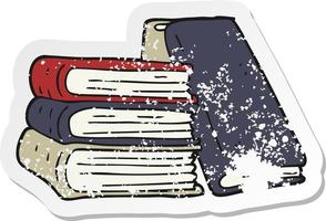 retro distressed sticker of a cartoon stack of books vector