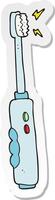 sticker of a cartoon buzzing electric toothbrush vector