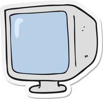 pegatina de un monitor de computadora antiguo de dibujos animados vector