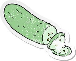 retro distressed sticker of a cartoon sliced cucumber vector