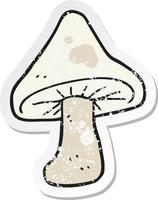 retro distressed sticker of a cartoon mushroom vector