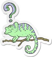 sticker of a cartoon curious chameleon vector