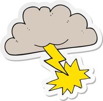 sticker of a cartoon storm cloud vector