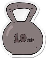 sticker of a cartoon 10kg kettle bell weight vector