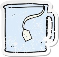 retro distressed sticker of a cartoon mug of tea vector