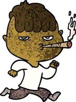 caricaturista fumando mientras corre vector