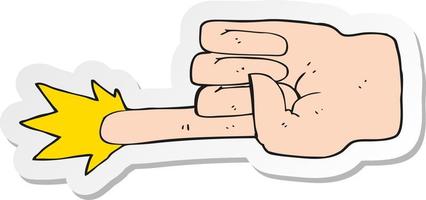 sticker of a cartoon pointing hand vector