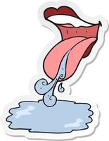sticker of a cartoon mouth drooling vector