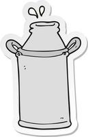 sticker of a cartoon milk barrel vector