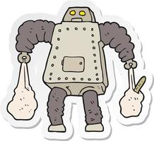 sticker of a cartoon robot carrying shopping vector