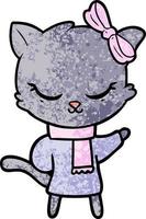 cute cartoon cat with bow vector