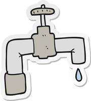 sticker of a cartoon dripping faucet vector