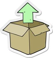sticker of a cartoon unpacking a box vector