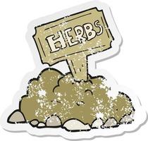 retro distressed sticker of a cartoon herbs sign vector