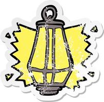 retro distressed sticker of a cartoon lantern shining vector