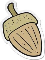 sticker of a cartoon acorn vector