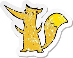 retro distressed sticker of a cartoon fox vector