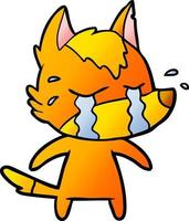 sad little fox cartoon character vector