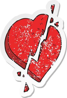 retro distressed sticker of a cartoon broken heart symbol