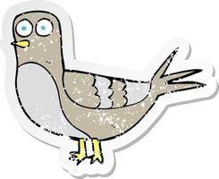 retro distressed sticker of a cartoon pigeon vector