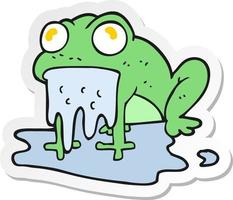 sticker of a cartoon gross little frog vector