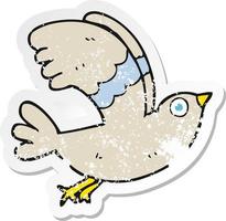 retro distressed sticker of a cartoon bird vector