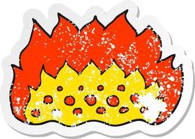 retro distressed sticker of a cartoon flames vector