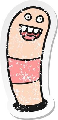 retro distressed sticker of a cartoon worm