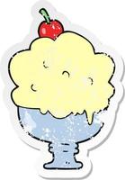 retro distressed sticker of a cartoon ice cream vector