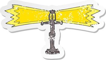 retro distressed sticker of a cartoon shining street lamp vector